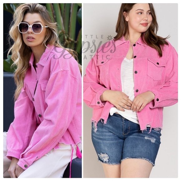 POL PLUS Basic Vintage PINK Corduroy Jacket - Picture 4 of 14